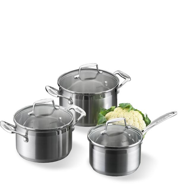 Grytset i 3 delar 1,8 l, 2,5 l & 3,2 l