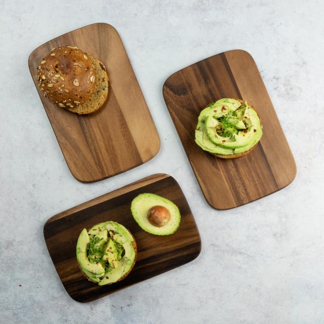 Frukostbräda i akacia 22 x 15 cm, 3-pack