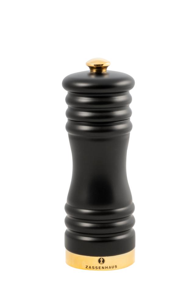 Pepparkvarn 15 cm matt svart/guld