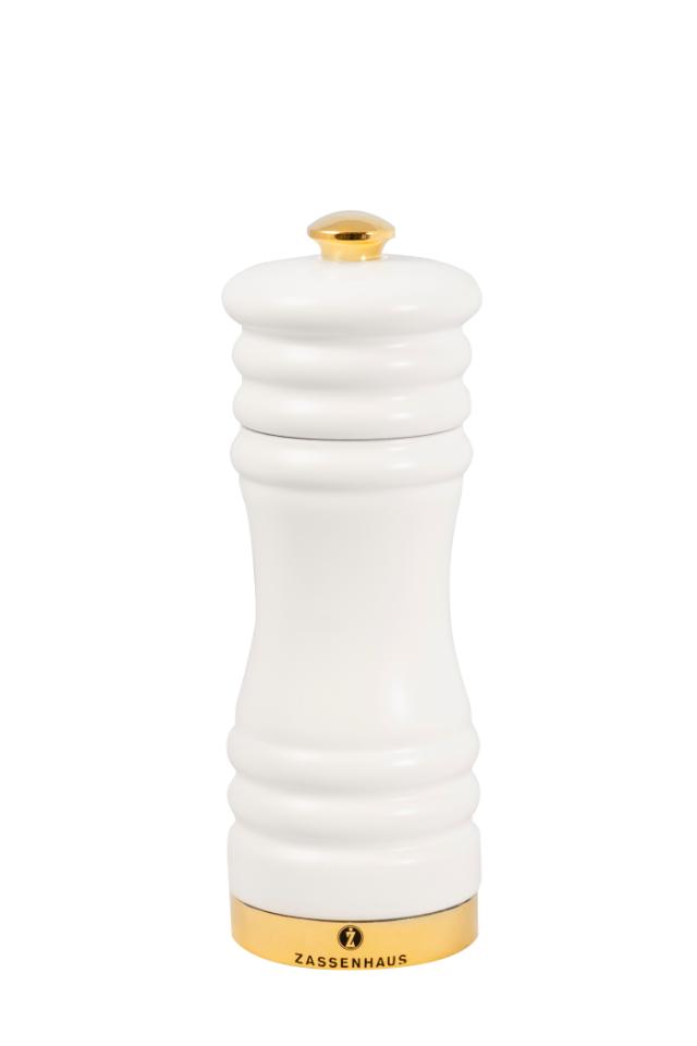 Saltkvarn 15 cm matt vit/guld