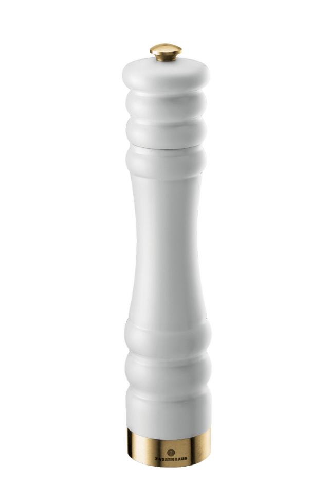 Saltkvarn 25 cm matt vit/guld