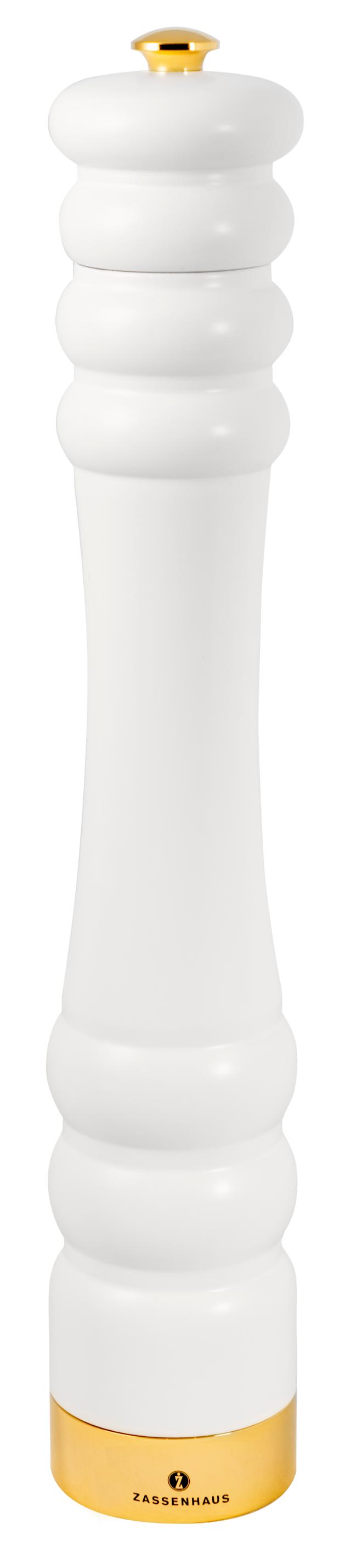Saltkvarn 35 cm matt vit/guld