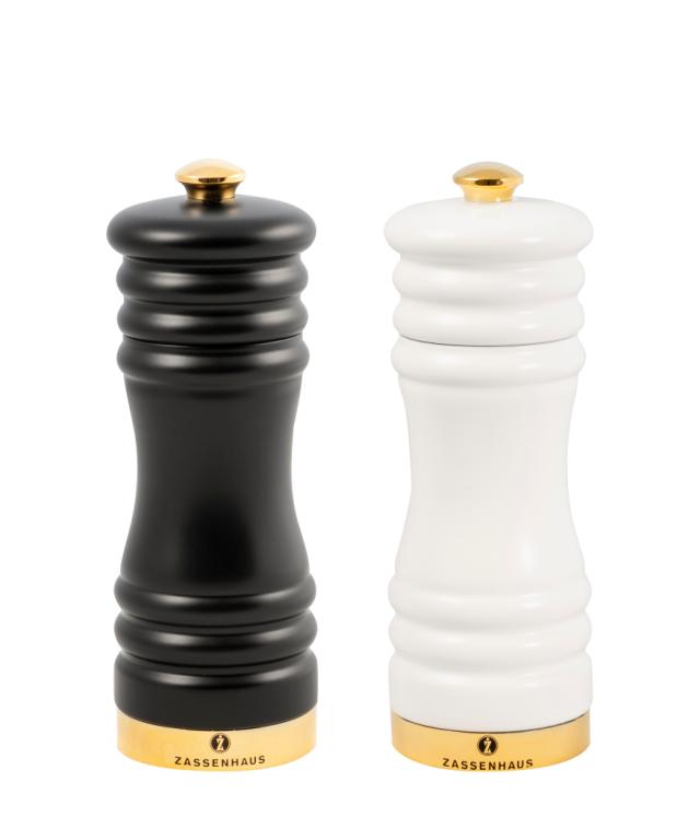 Set saltkvarn & pepparkvarn 15 cm matt/guld